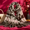This leopard print pink striped scarf is a warm autumn and winter pure cotton knitted sweater that is fashionable and versatile for women Specification image